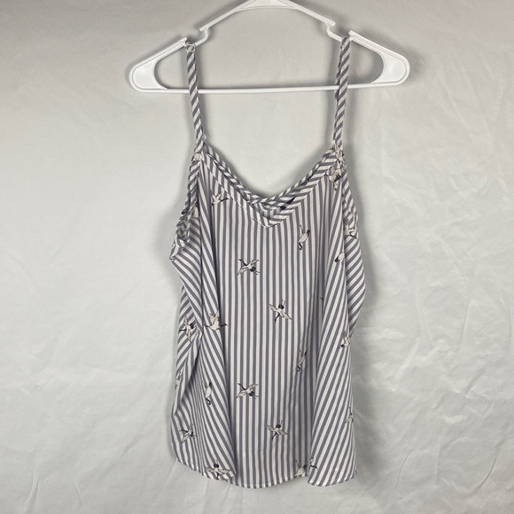 EUC Torrid Striped Crane Bird Print Camisole Top -Size 00 - Picture 2 of 8